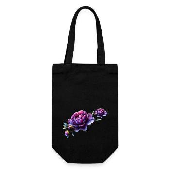 Lila Pfingstrose in lebendigem und elegantem Design - Geschenkbeutel für Flaschen - Schwarz - Vorne
