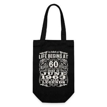 la vie commence à 60 ans - né en juin 1963 - Sac à bouteille - noir - Devant