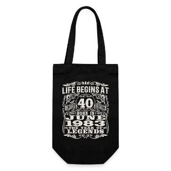 life begins at 40 years - born in june 1983 - Gift Bag for Bottles - black - Front