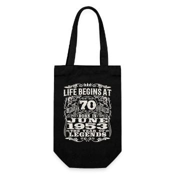 la vie commence à 70 ans - né en juin 1953 - Sac à bouteille - noir - Devant