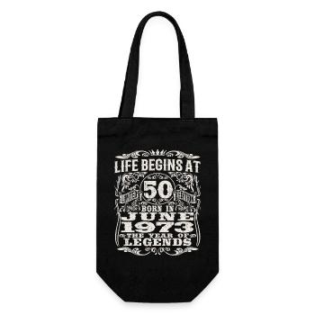 la vie commence à 50 ans - né en juin 1973 - Sac à bouteille - noir - Devant