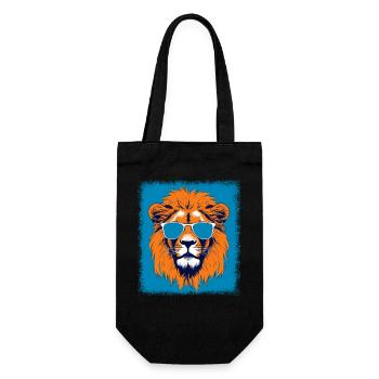 children lion head comic and sarcastic happy big - Geschenkbeutel für Flaschen - Schwarz - Vorne