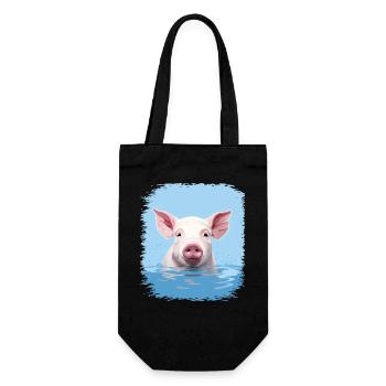 funny quote piglets present funny barbeque vegan - Geschenkbeutel für Flaschen - Schwarz - Vorne