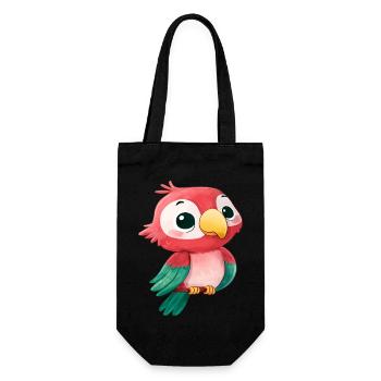 Niedlicher Kawaii Papagei – Bunter Cartoon Vogel Design - Geschenkbeutel für Flaschen - Schwarz - Vorne