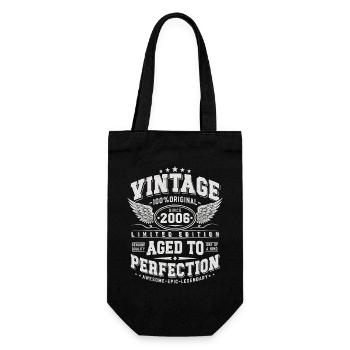 Jahrgang 2006 Vintage Retro Geburtstag Geschenk - Geschenkbeutel für Flaschen - Schwarz - Vorne