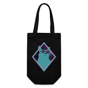 Katze Galaxy grün - Geschenkbeutel für Flaschen - Schwarz - Vorne
