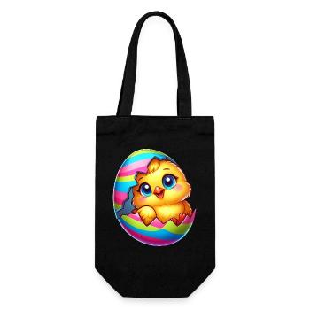 Mignon oeuf de Pâques poussin poulet dessin animé coloré - Sac à bouteille - noir - Devant