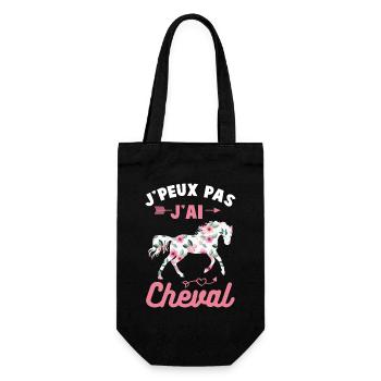 Je peux pas j'ai cheval silhouette cheval fleurs - Sac à bouteille - noir - Devant