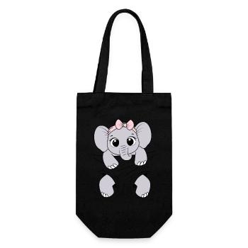 Babyelefant tragen Tier Elefantenbaby Baby Elefant - Geschenkbeutel für Flaschen - Schwarz - Vorne