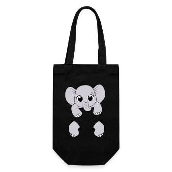 Baby Elefant Tier Elefantenbaby tragen Babyelefant - Geschenkbeutel für Flaschen - Schwarz - Vorne