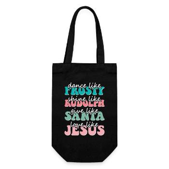 Weihnachten Tanze wie Frosty liebe wie Jesus - Geschenkbeutel für Flaschen - Schwarz - Vorne