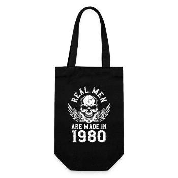 Geburtstag 1980 Echte Männer sind 1980 geboren - Geschenkbeutel für Flaschen - Schwarz - Vorne