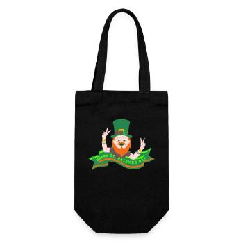 St. Patricks Day Irisch Kleeblatt Kobold Feiertag - Geschenkbeutel für Flaschen - Schwarz - Vorne