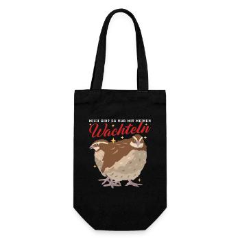 Wachtel Vogelzüchter Wachteln Geschenk - Geschenkbeutel für Flaschen - Schwarz - Vorne