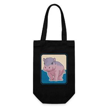 Nilpferd Baby Flusspferd Nilpferde Geschenk - Geschenkbeutel für Flaschen - Schwarz - Vorne
