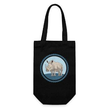 Nashorn Rhinozeros Nashörner Geschenk - Geschenkbeutel für Flaschen - Schwarz - Vorne