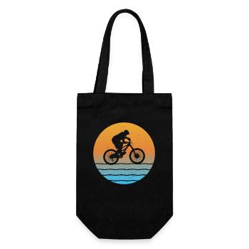 Sunset Mountainbike Retro MTB Mountainbiker - Geschenkbeutel für Flaschen - Schwarz - Vorne
