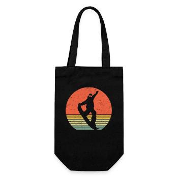 Snowboarding retro snowboard - Gift Bag for Bottles - black - Front