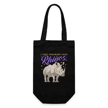Nashorn Nashörner Rhinozeros Geschenk - Geschenkbeutel für Flaschen - Schwarz - Vorne