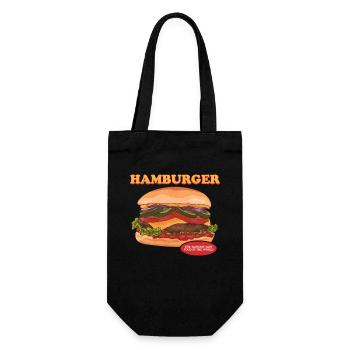 Hamburger Burger Fast Food Fastfood Geschenk - Geschenkbeutel für Flaschen - Schwarz - Vorne