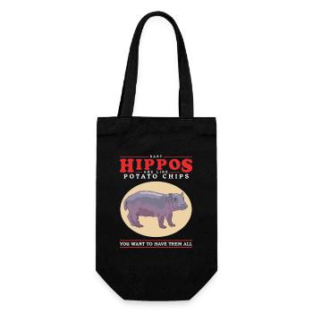 Nilpferd Baby Flusspferd Nilpferde Geschenk - Geschenkbeutel für Flaschen - Schwarz - Vorne