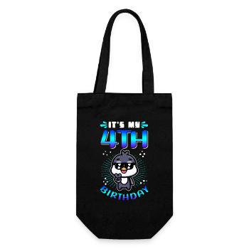 4. Geburtstag 4 Jahre alt Geschenk Geschenkidee - Geschenkbeutel für Flaschen - Schwarz - Vorne