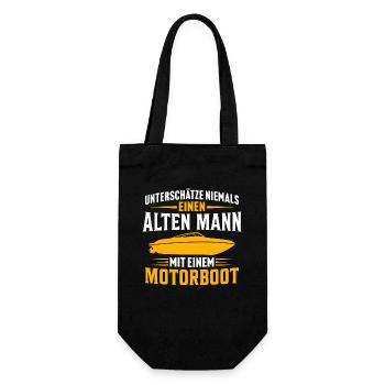 alten mann mit einem motorboot - Geschenkbeutel für Flaschen - Schwarz - Vorne