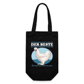 Seidenhuhn Silkie Hühner Seidenhühner Geschenk - Geschenkbeutel für Flaschen - Schwarz - Vorne