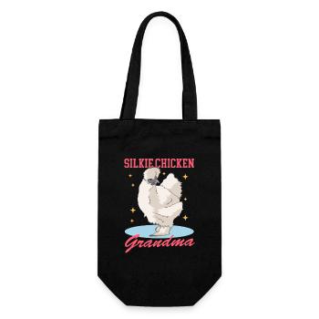 Seidenhuhn Oma Silkie Huhn Seidenhühner Geschenk - Geschenkbeutel für Flaschen - Schwarz - Vorne