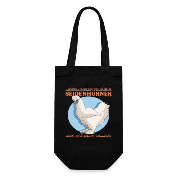 Seidenhuhn | Silkie Hühner Seidenhühner Geschenk - Geschenkbeutel für Flaschen - Schwarz - Vorne