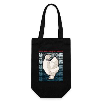 Seidenhuhn Seidenhühner Silkie Hühner Geschenk - Geschenkbeutel für Flaschen - Schwarz - Vorne