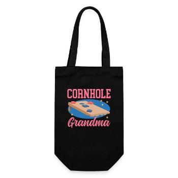 Cornhole Player Granny Blindhole Bean Bag Gift - Gift Bag for Bottles - black - Front