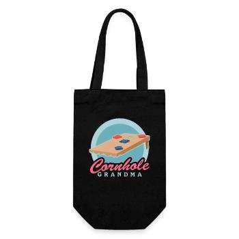 Cornhole Player Granny Blindhole Bean Bag Gift - Gift Bag for Bottles - black - Front