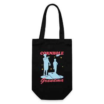 Cornhole Player Granny | Blind Hole Bean Bag Gift - Gift Bag for Bottles - black - Front