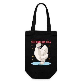 Seidenhuhn Oma Silkie Huhn Seidenhühner Geschenk - Geschenkbeutel für Flaschen - Schwarz - Vorne