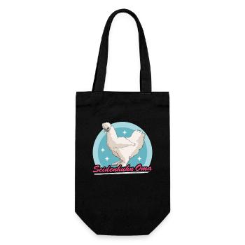 Seidenhuhn Oma Silkie Seidenhühner Huhn Geschenk - Geschenkbeutel für Flaschen - Schwarz - Vorne
