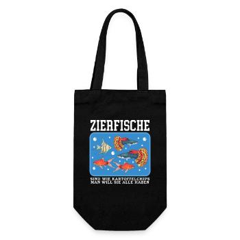 Aquarium Zierfisch Aquarianer Aquaristik Geschenk - Geschenkbeutel für Flaschen - Schwarz - Vorne