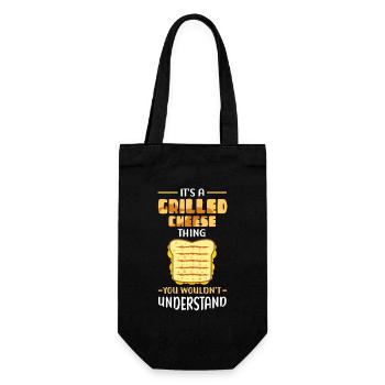 Grillkäse Käseliebhaber gegrillter Käse Geschenk - Geschenkbeutel für Flaschen - Schwarz - Vorne