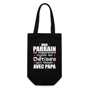 Mon Parrain Va Mapprendre Les Bêtises De Papa - Sac à bouteille - noir - Devant