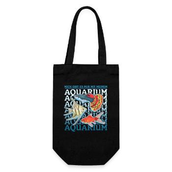 Aquarium Aquarianer Aquaristik Zierfisch Geschenk - Geschenkbeutel für Flaschen - Schwarz - Vorne