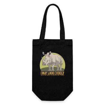 Nashorn Nashörner Rhinozeros Geschenk - Geschenkbeutel für Flaschen - Schwarz - Vorne
