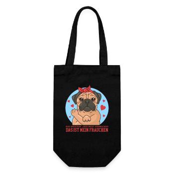 Mops Hunde Hundebesitzerin Hundehalter Geschenk - Geschenkbeutel für Flaschen - Schwarz - Vorne