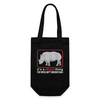 Nashorn Nashörner Rhinozeros Geschenk - Geschenkbeutel für Flaschen - Schwarz - Vorne