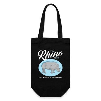 Nashorn Rhinozeros Nashörner Geschenk - Geschenkbeutel für Flaschen - Schwarz - Vorne