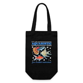 Aquaristik Aquarium Aquarianer Zierfisch Geschenk - Geschenkbeutel für Flaschen - Schwarz - Vorne
