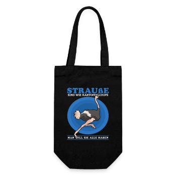 Strauß Vogel Straußenliebhaber Strauße Geschenk - Geschenkbeutel für Flaschen - Schwarz - Vorne