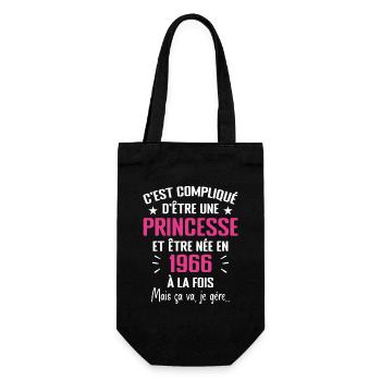 Princesse Née en 1966 - Cadeau D'anniversaire 1966 - Sac à bouteille - noir - Devant