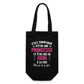 Princesse Née en 1996 - Cadeau D'anniversaire 1996 - Sac à bouteille - noir - Devant