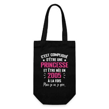 Princesse Née en 2005 - Cadeau D'anniversaire 2005 - Sac à bouteille - noir - Devant