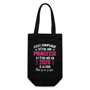 Princesse Née en 2020 - Cadeau D'anniversaire 2020 - Sac à bouteille - noir - Devant